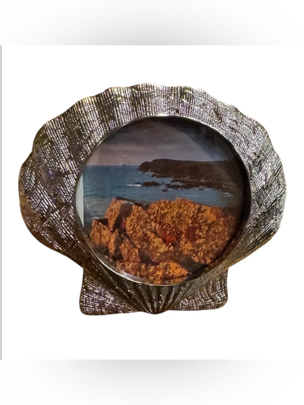New Pottery Barn silver seashell picture frame